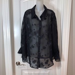 Plus Size Black Sheer Top NWOT